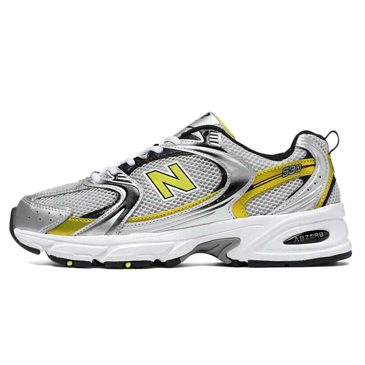 530 Silver Yellow Sports Style Sneakers