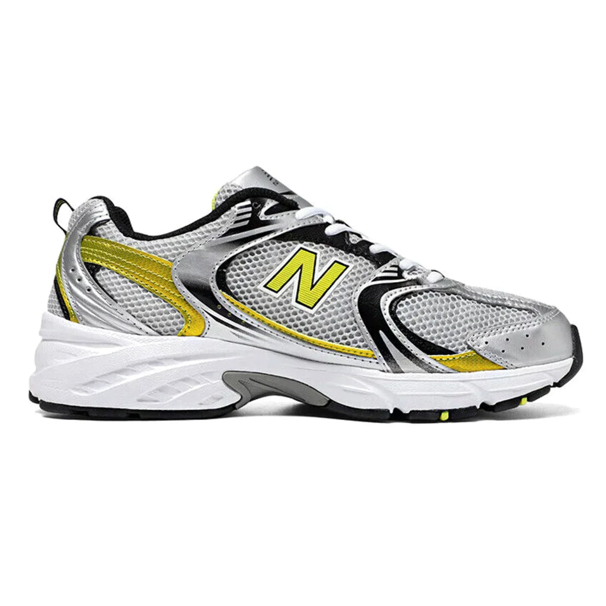 530 Silver Yellow Sports Style Sneakers